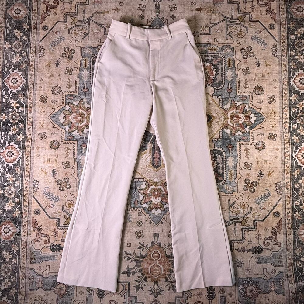 Abercrombie and Fitch white flare pants slit boot cut high rise dressy 6 Long